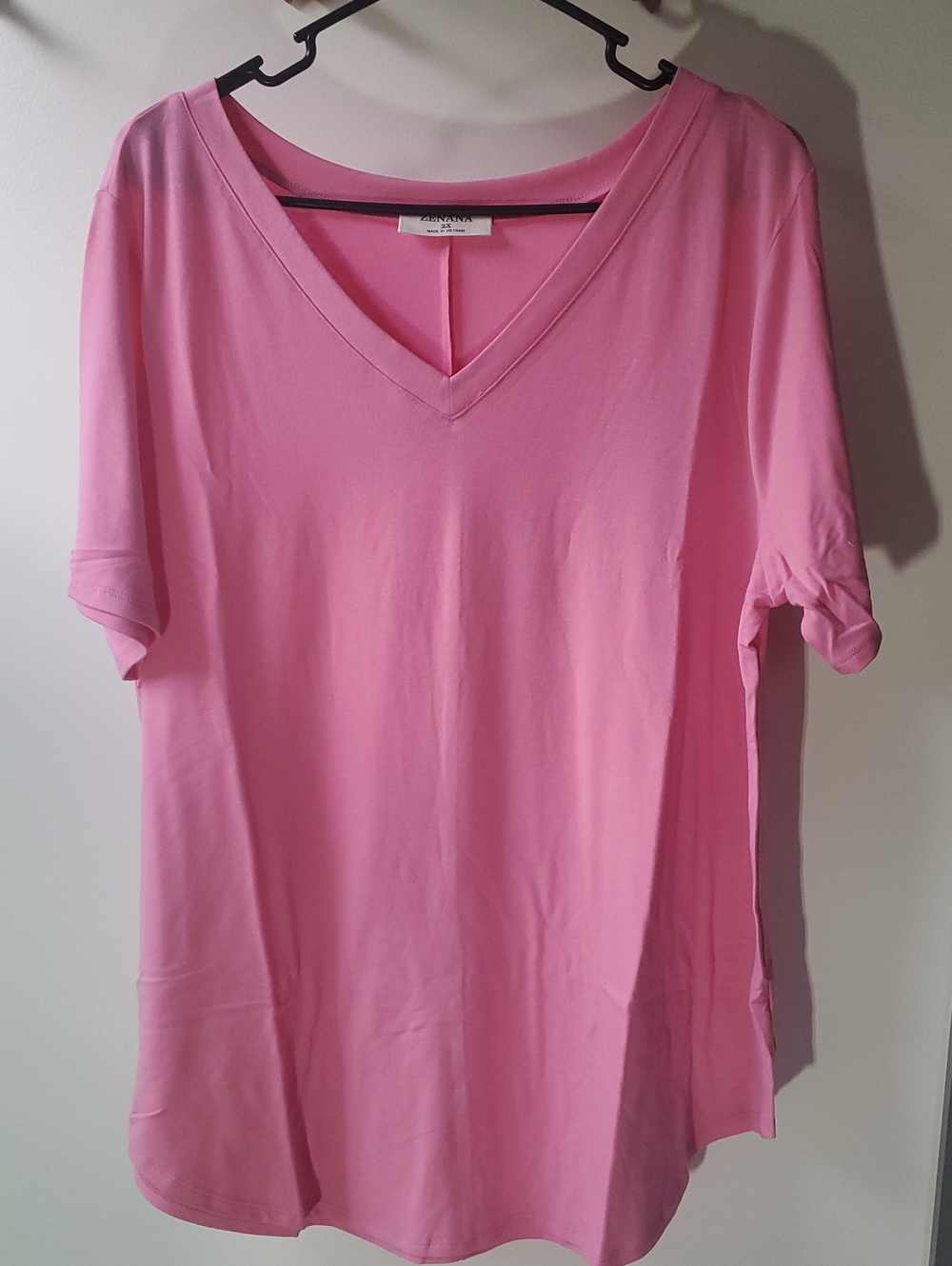 Pink V-Neck Short Sleeve Tee - Bright Pink